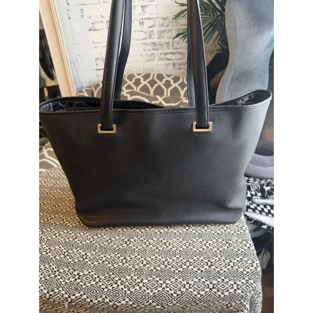 Lo & Sons The Seville Tote - Black - Saffiano Leather Travel Laptop Tote.
